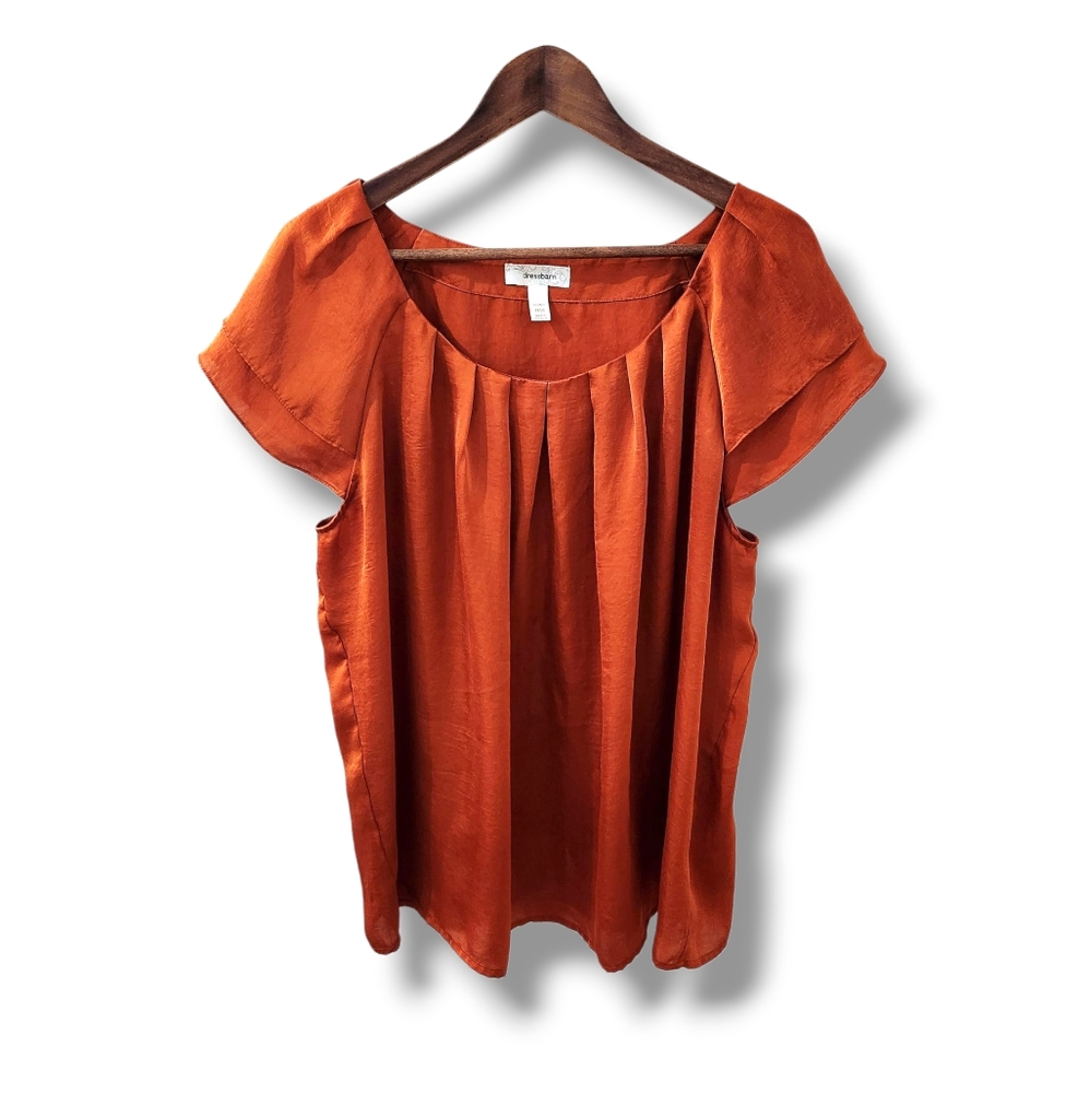 Dressbarn Satiny Tiered Short Cap Sleeve Blouse | 18/20